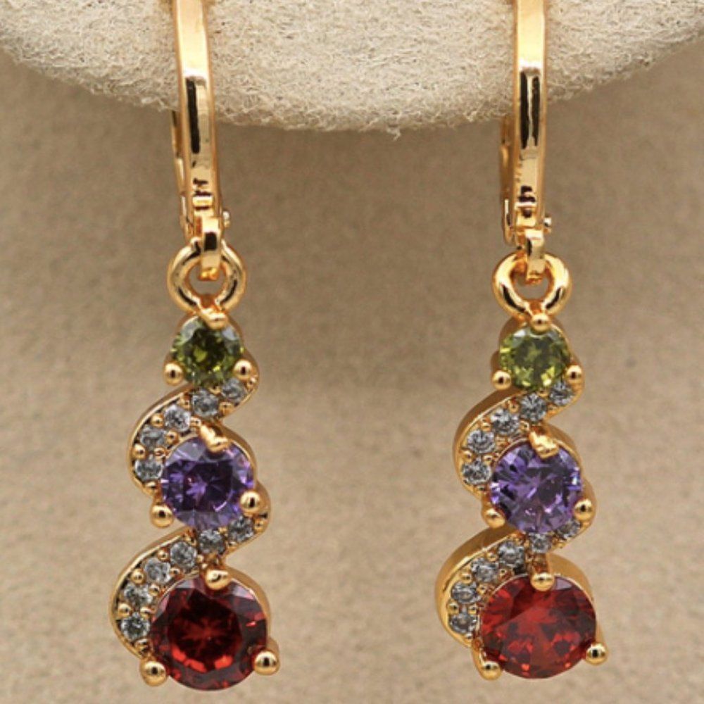 Zara Gold Multicolor Gemstone Earrings